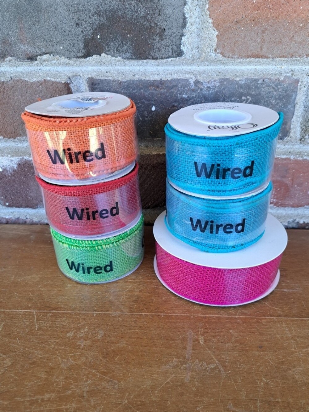Lot of 6 New Offray Neon Colorful Crafting Ribbon Bundle